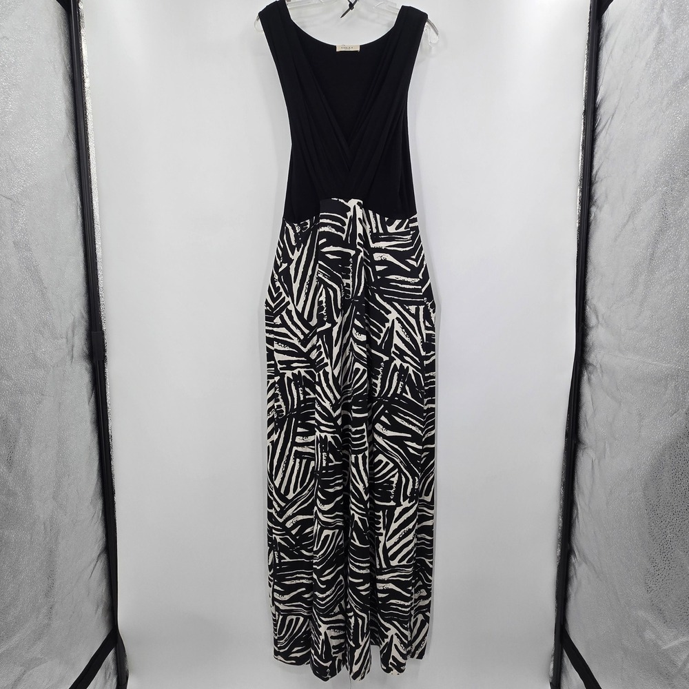 Gilli Dress Womens XXL Black White Abstract Geometric Sleeveless Maxi Dress